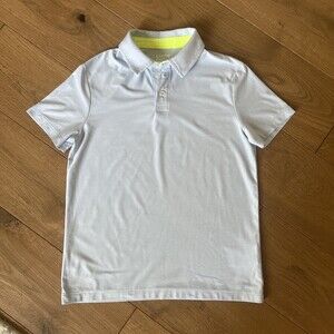 Lands End Polo Short Sleeve Shirt Boys Size Medium Light Blue EUC Polyester